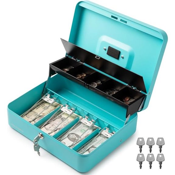 Volcora Large Locking Cash Box with Key