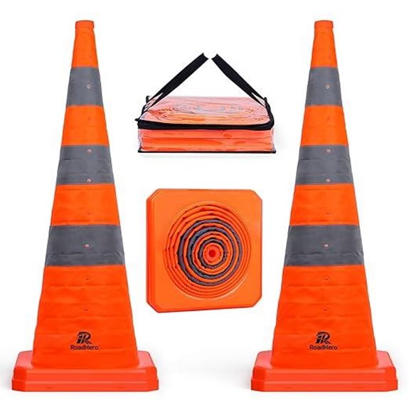 RoadHero 36 Inch Collapsible Traffic Safety Cones (2 Pack)