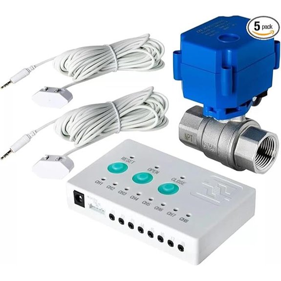 Water Leak Detector with Shut-Off Valve and Sensors