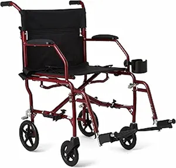 Medline Lightweight Foldable Transport Wheelchair 19-Inch Seat