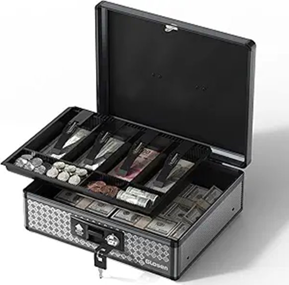 Glosen Lockable Cash Box with Removable Coin Tray