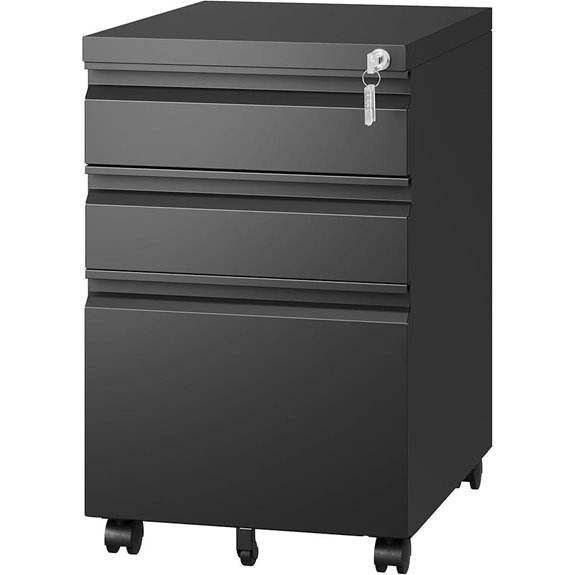 Letaya 3-Drawer Lockable Mobile Filing Cabinet