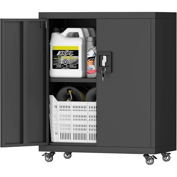 Metal Storage Cabinet with Lock and Wheels