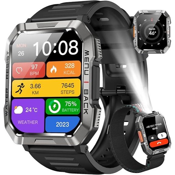 Military Smart Watch for Men with Call & Fitness Features