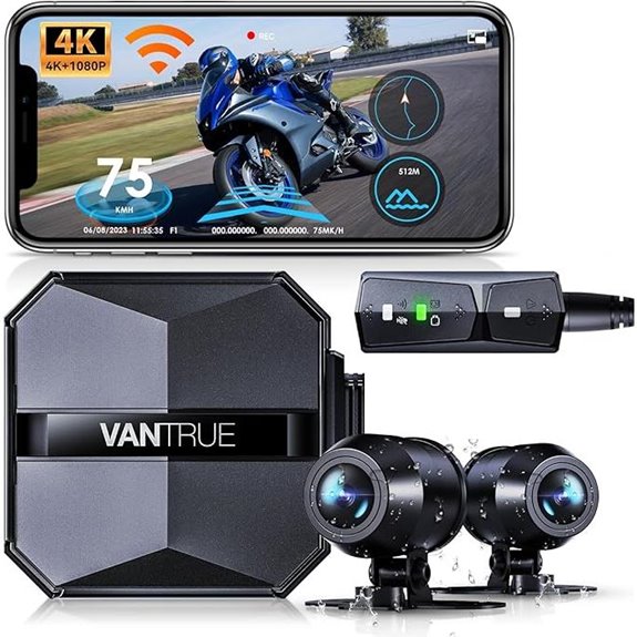 Vantrue F1 Motorcycle 4K Dash Cam with GPS and Night Vision
