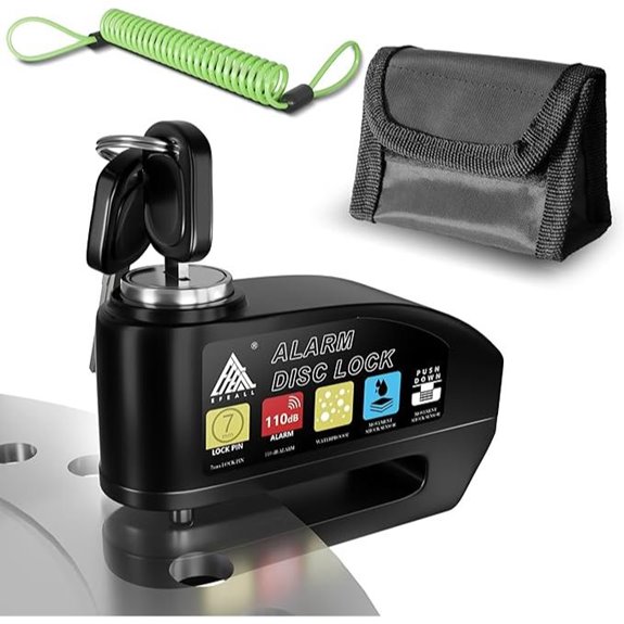 Motorcycle Disc Lock with Alarm and Reminder Cable