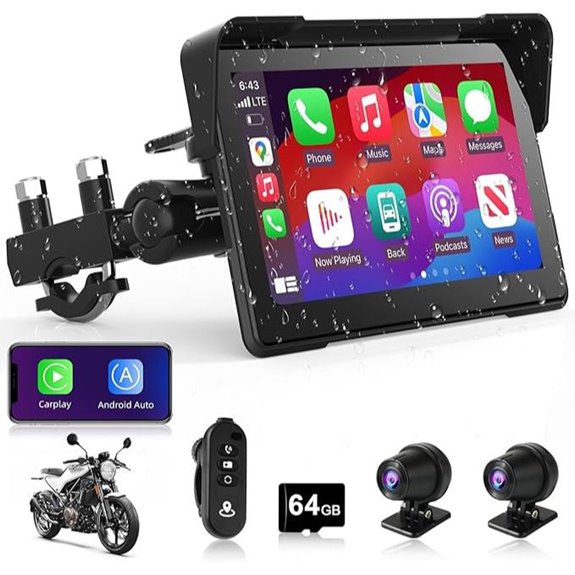 7-inch Motorcycle CarPlay with Dual 2K Dash Cam