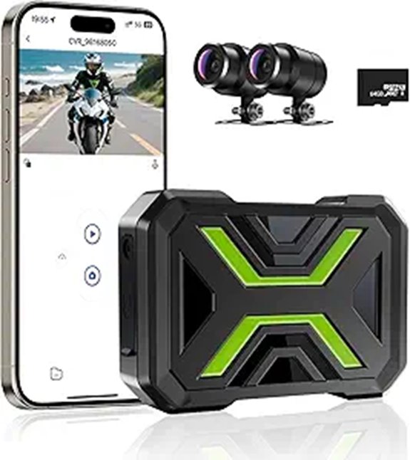 Motorcycle Dash Cam Front & Rear with 64GB SD