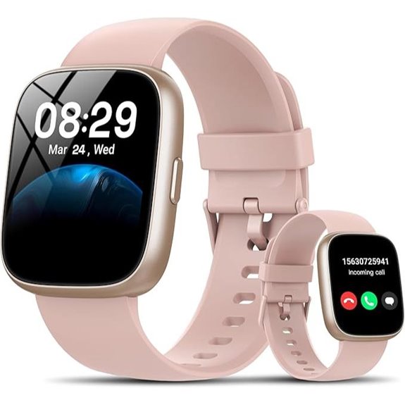 pink waterproof alexa smartwatch