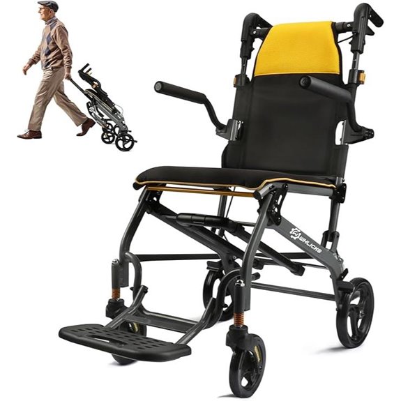 Lightweight Foldable Adult Wheelchair with Telescopic Handle