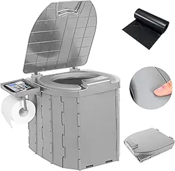 Portable Camping Toilet with Paper Holder (Gray)
