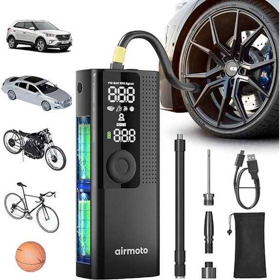 Airmoto Portable Tire Inflator with Digital Pressure Gauge