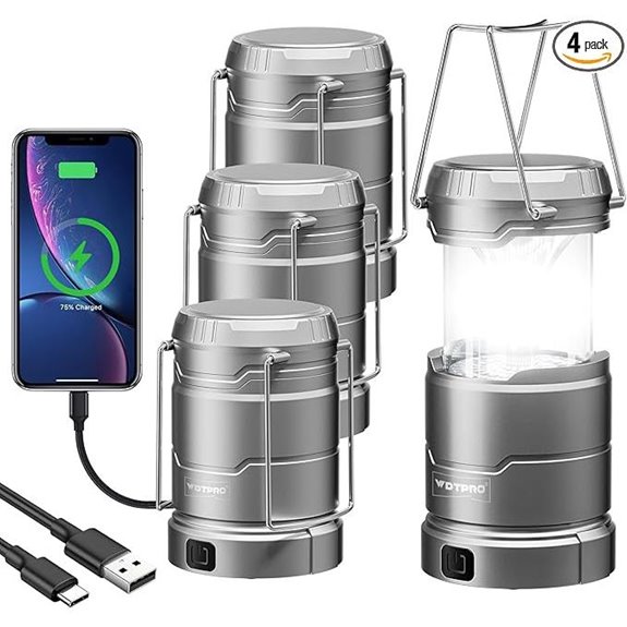 4-Pack Rechargeable Collapsible Camping Lanterns