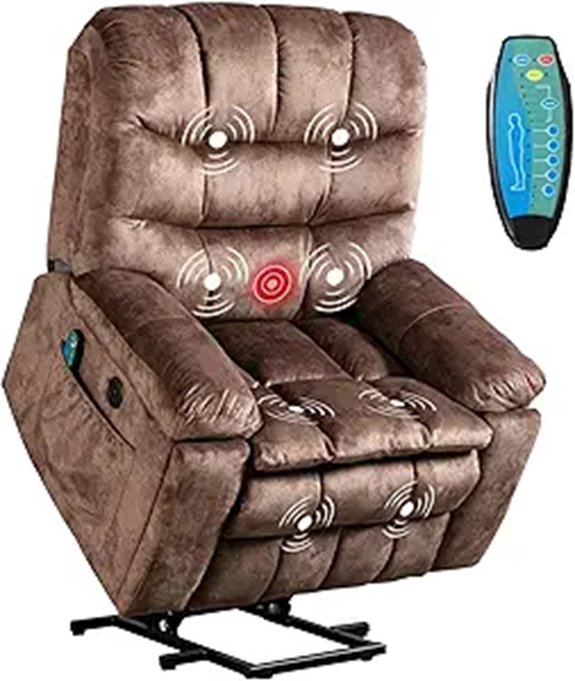 Large Power Recliner with Massage Heat & USB