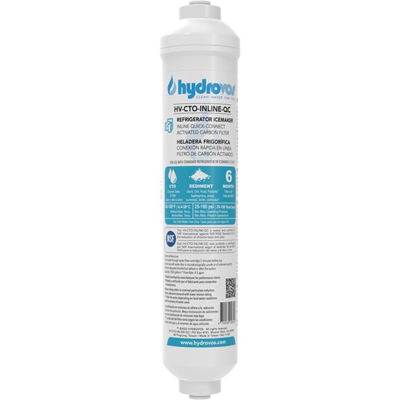 Hydrovos Inline Water Filter for Refrigerator and RV