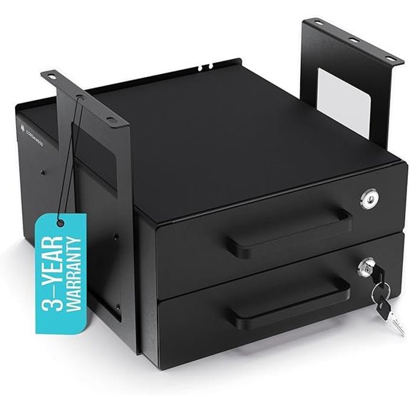 Lockable Metal Under-Desk Drawer with Cable Management