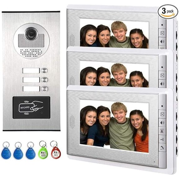 3-Unit 7-Inch Wired Video Intercom System