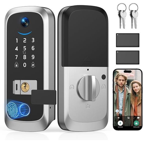 Smart Lock with Camera App & Fingerprint Silver