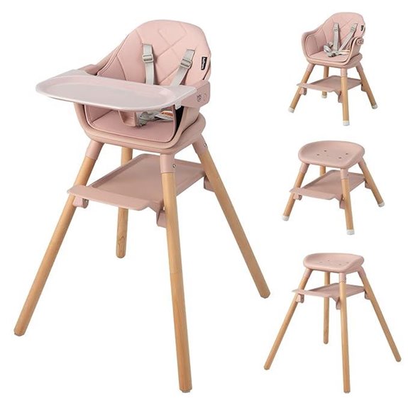 BABY JOY 6-in-1 Wooden Baby High Chair