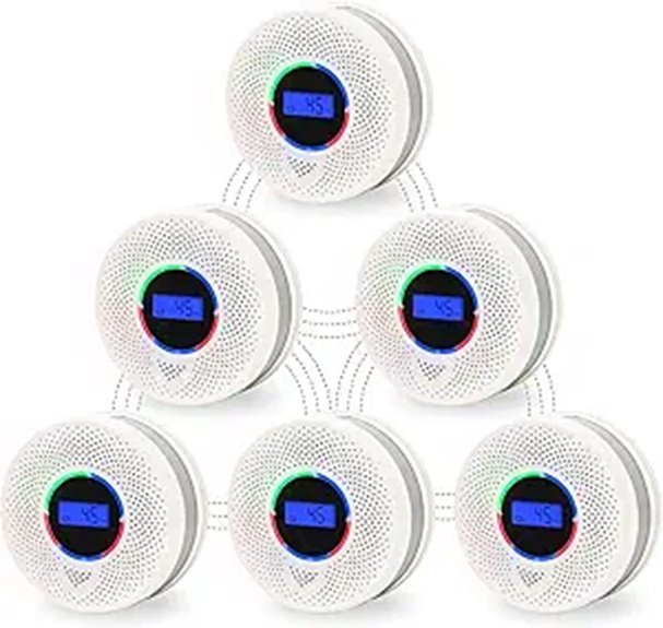 6-Pack Interlinked Smoke & CO Detectors with Battery