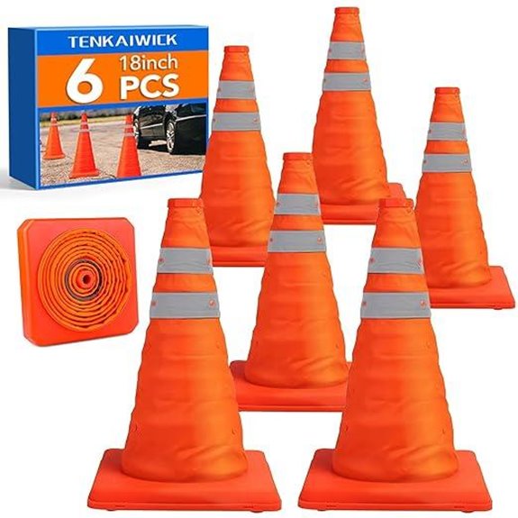 6 Pack 18-Inch Reflective Traffic Safety Cones