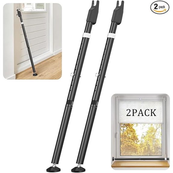 Sliding Door Security Bar and Stoppers (2 Pack)