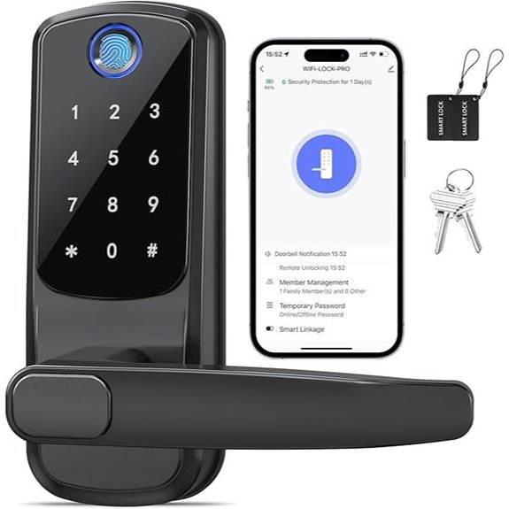 Smart WiFi Fingerprint Door Lock with Handle