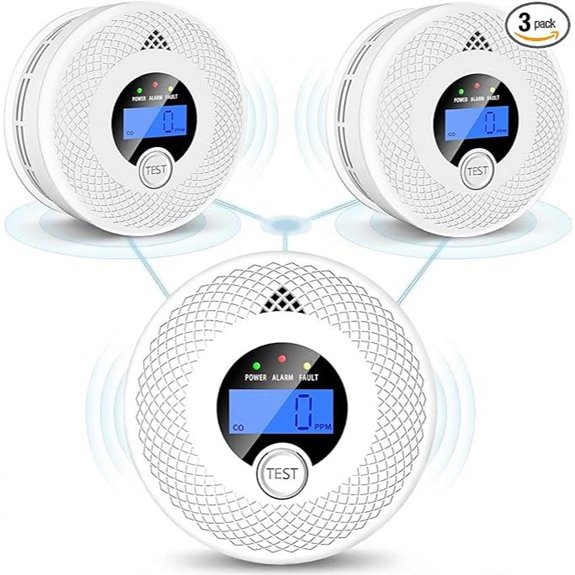 3-Pack Smoke & CO Alarms with LCD and RF Sync