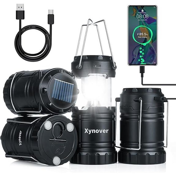 Solar Camping Lantern 4-Pack with Rechargeable LED Lights