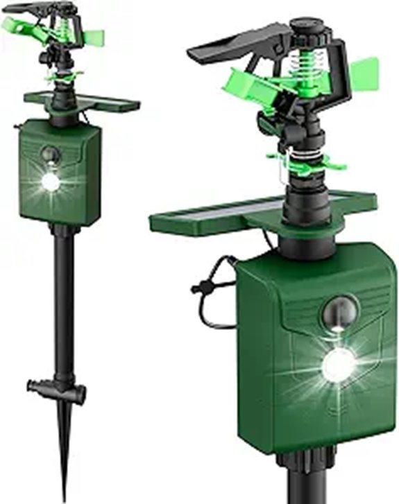 Motion-Activated Solar Sprinkler & Deer Repellent Device