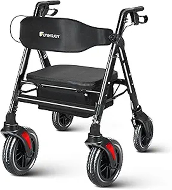 Heavy-Duty Rollator Walker with Seat and Brakes