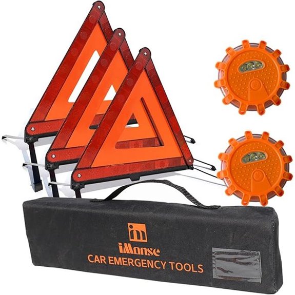 Emergency Warning Triangle Kit with LED Flare (3 Pack)
