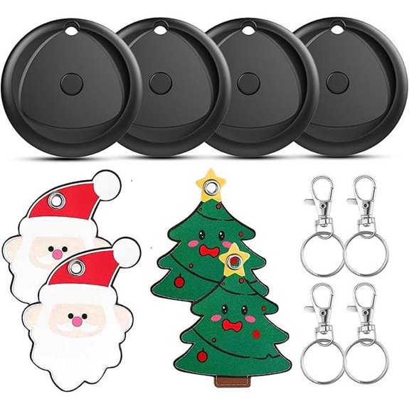 Tracker Tags 4 Pack with Leather Keychains for Apple Find My