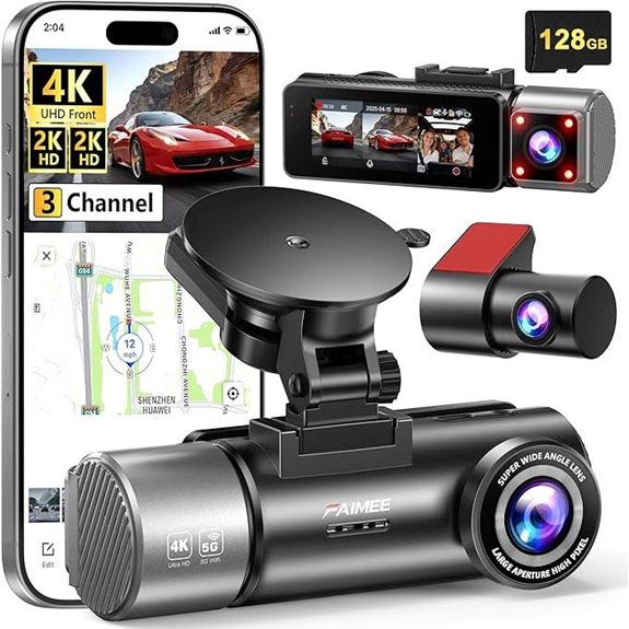 3-Channel 4K+2K Dash Cam with GPS and Night Vision