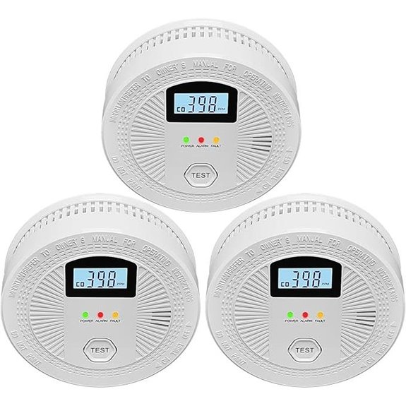 3-Pack Smoke and CO Alarm Detectors with Digital Display