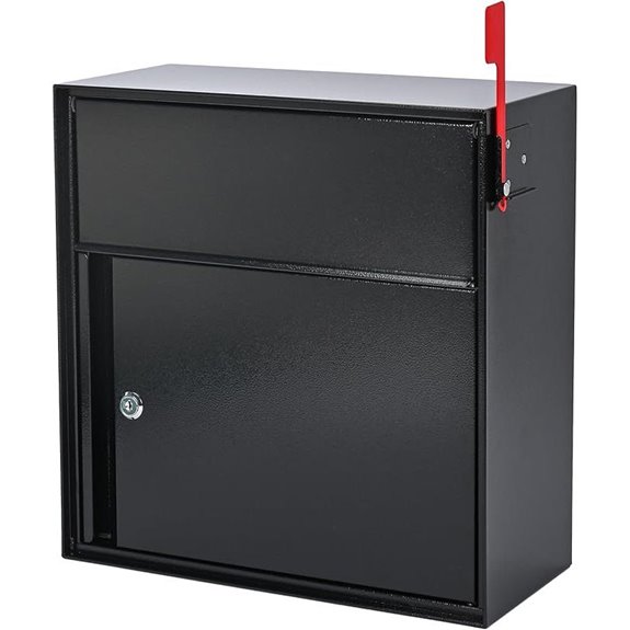 Large Wall Mount Locking Mailbox with Flag