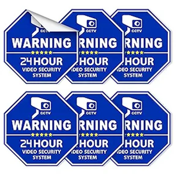 6 Pcs Security Camera Stickers Water-Resistant Signs