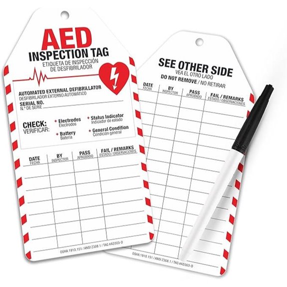 AED Inspection Tags Waterproof 25 Pack