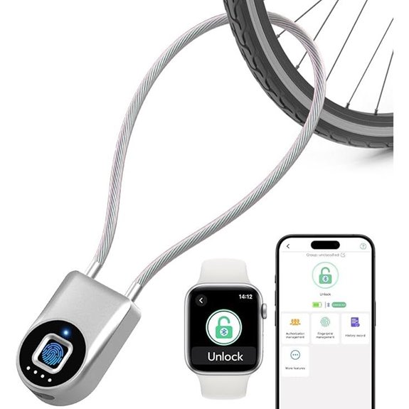 eLinkSmart Waterproof Bluetooth Fingerprint Cable Lock