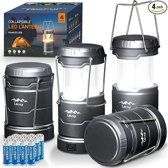 LETMY LED Camping Lanterns (4 Pack) Waterproof & Dimmable