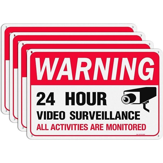 T&R Surveillance Sign 4 Pack Weatherproof Aluminum