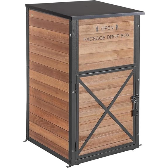 Weatherproof Metal & Wood Package Drop Box with Lock