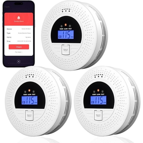 WiFi Smoke & CO Detector 3-Pack with App Alerts