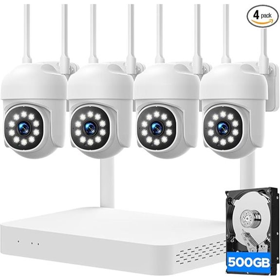 Wireless 4K PTZ Security Camera System with Detection