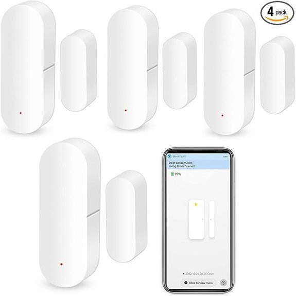 WiFi Door Window Sensor 4-Pack with App Alerts
