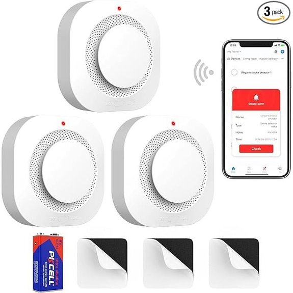 Wi-Fi Smoke Detector with App Alerts (3-Pack)