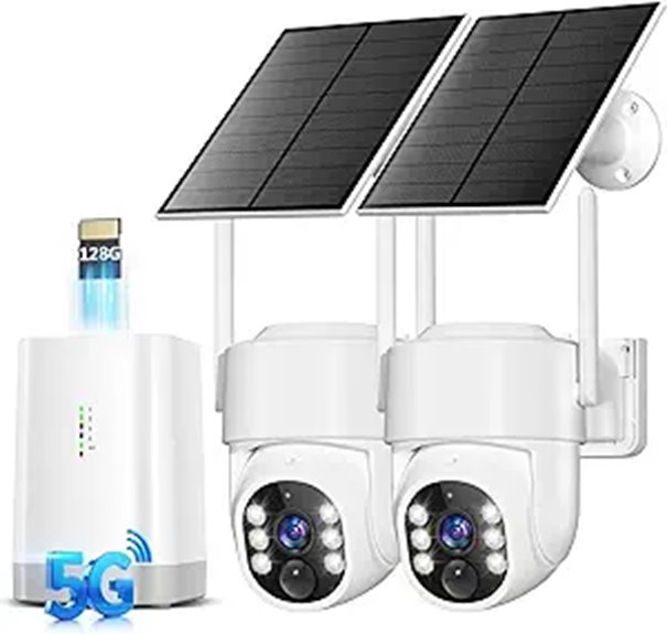 Wireless Outdoor Security Cameras 2-Pack with Solar Power