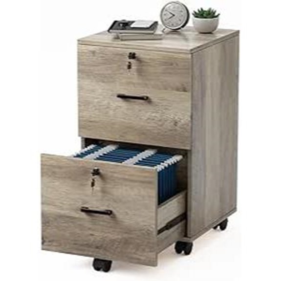VINGLI 2-Drawer Locking Wood File Cabinet